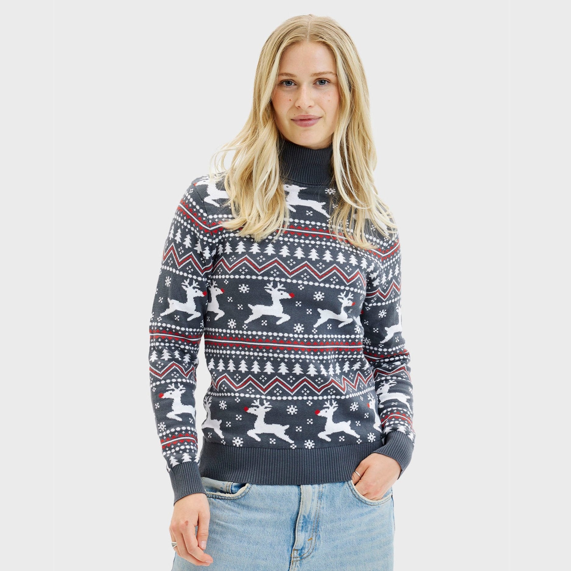 Den Stilede Highneck Julesweater - Dame.